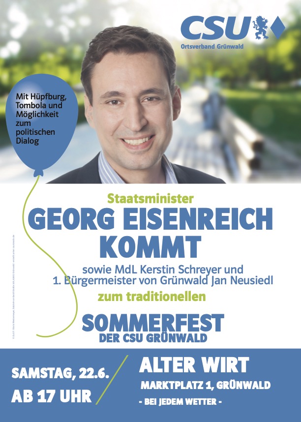Mehr über den Artikel erfahren Herzliche Einladung zum Sommerfest der CSU Grünwald!